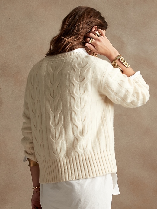 Image number 2 showing, Italian Merino Cable-Knit Sweater