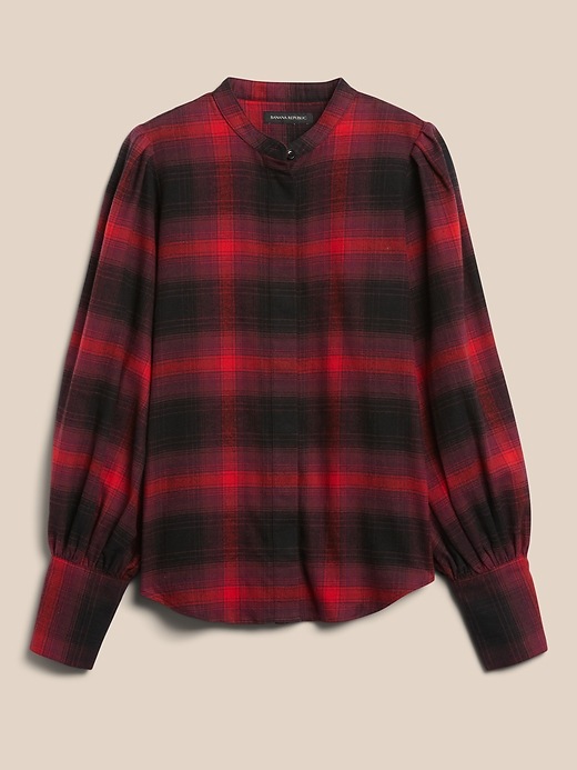 Image number 4 showing, Organic Cotton Flannel Bishop-Sleeve Blouse