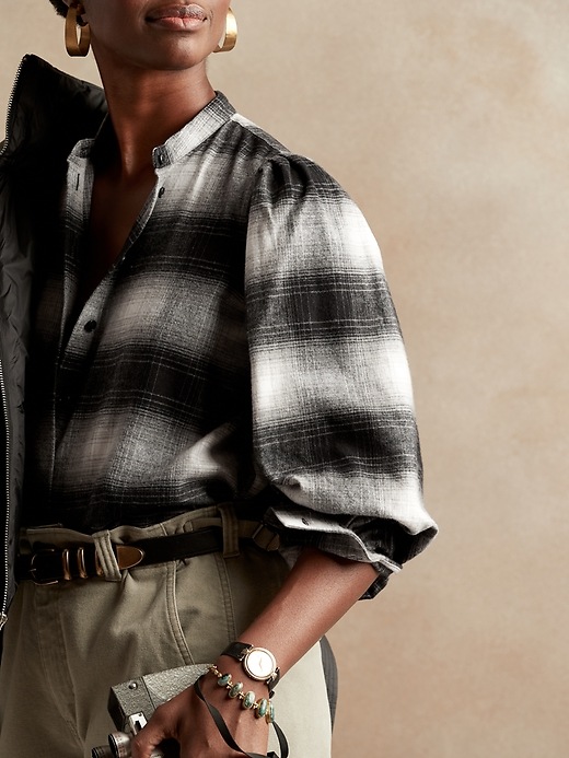 Image number 6 showing, Organic Cotton Flannel Bishop-Sleeve Blouse
