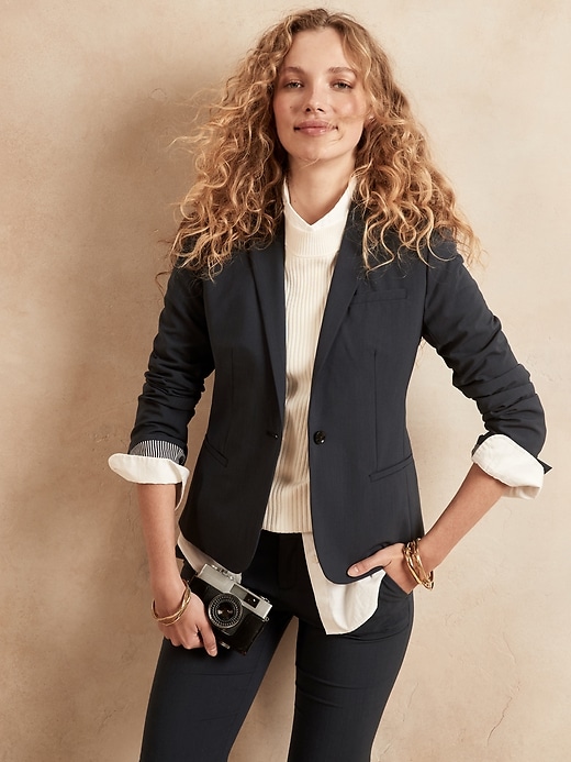Image number 1 showing, Classic-Fit Washable Italian Wool-Blend Blazer