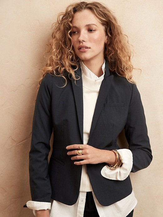 Image number 3 showing, Petite Classic-Fit Washable Italian Wool-Blend Blazer
