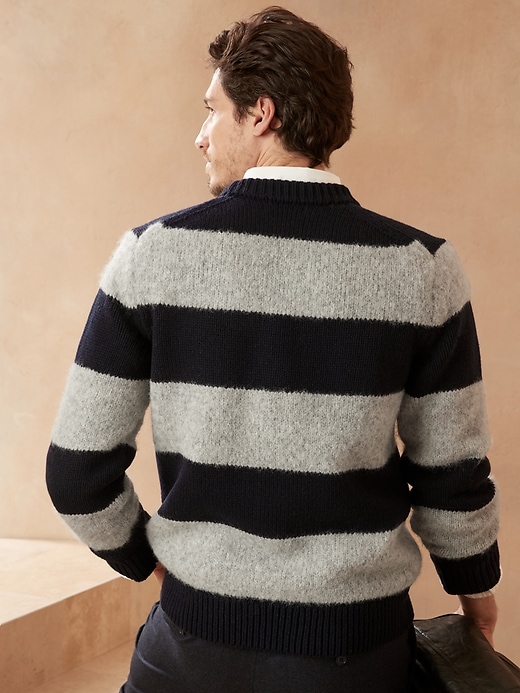 Striped fuzzy sweater sale