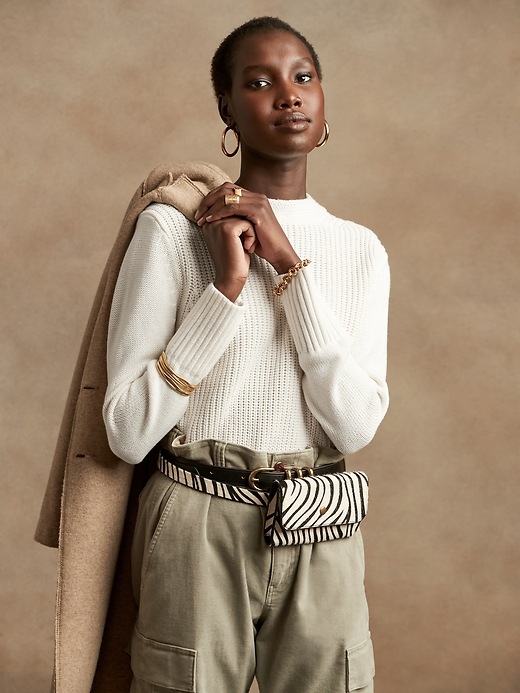 Image number 6 showing, Mock-Neck Cropped Sweater