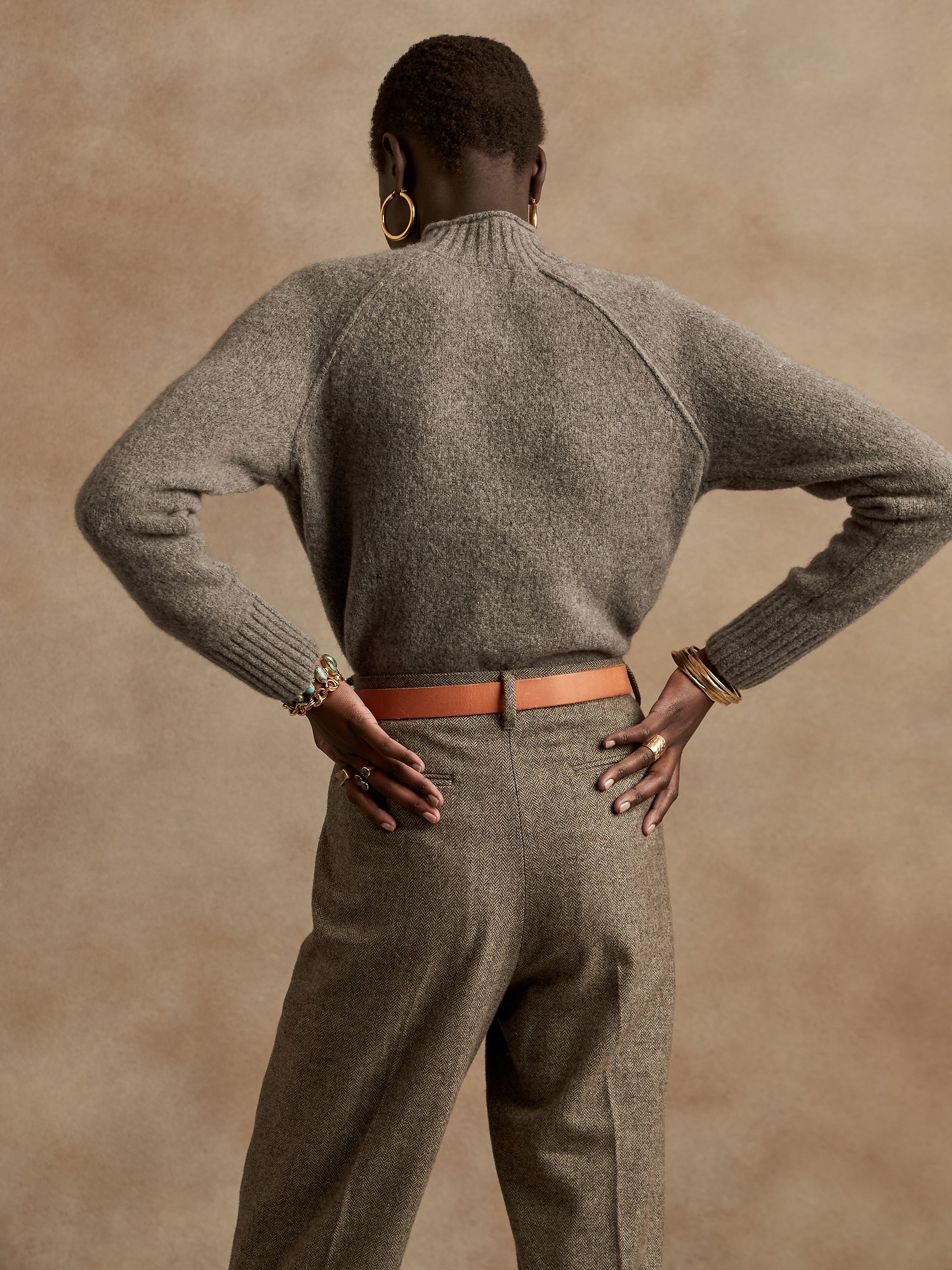 Inserch Cotton Blend Mock Neck Sweater Banana Cream 4308-00145