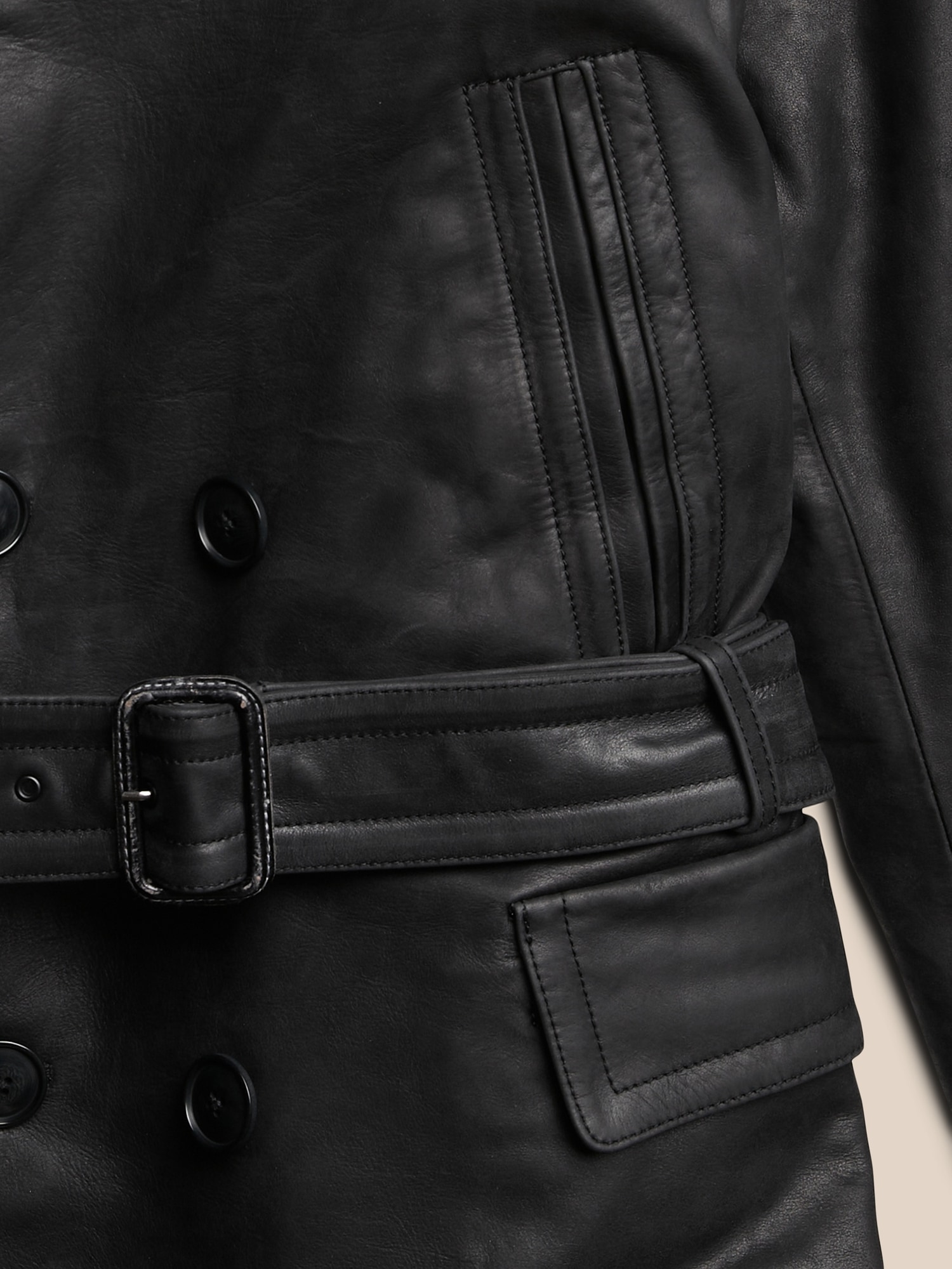 Shawl-Collar Leather Coat with Shearling Collar | Banana Republic