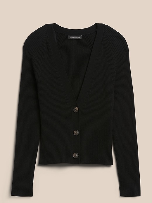 Image number 4 showing, Fitted Ribbed Cardigan Sweater