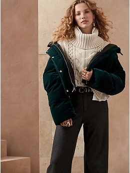 Velvet Puffer Jacket Banana Republic