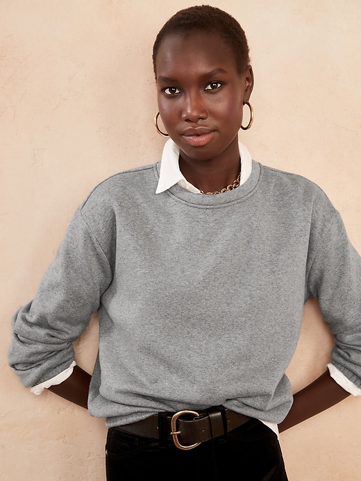 Cozy Velour-Lined Bubble-Sleeve Sweatshirt | Banana Republic