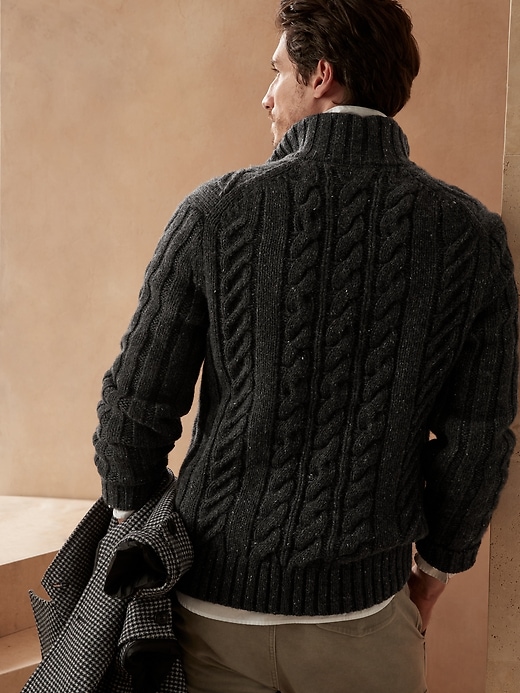Image number 3 showing, Heritage Italian Cashmere Cable-Knit Sweater Jacket