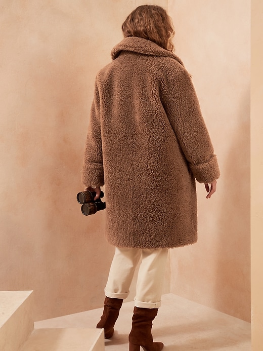 Image number 2 showing, Wool Sherpa Cocoon Coat