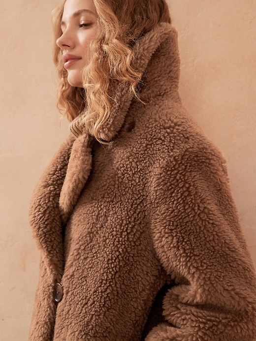 Image number 3 showing, Wool Sherpa Cocoon Coat