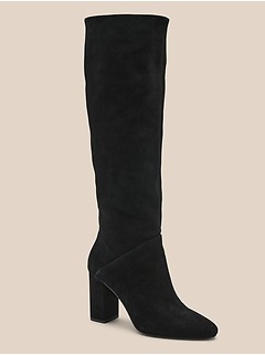 tall suede boots with heel