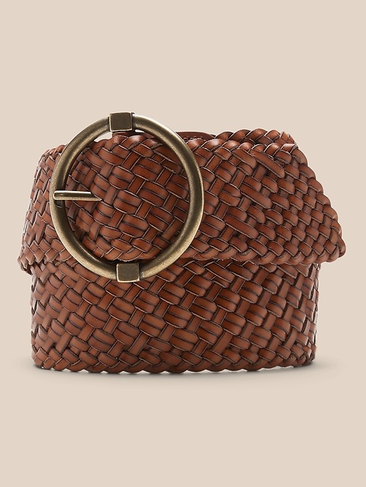 Circle Buckle Wide Braided Belt Banana Republic