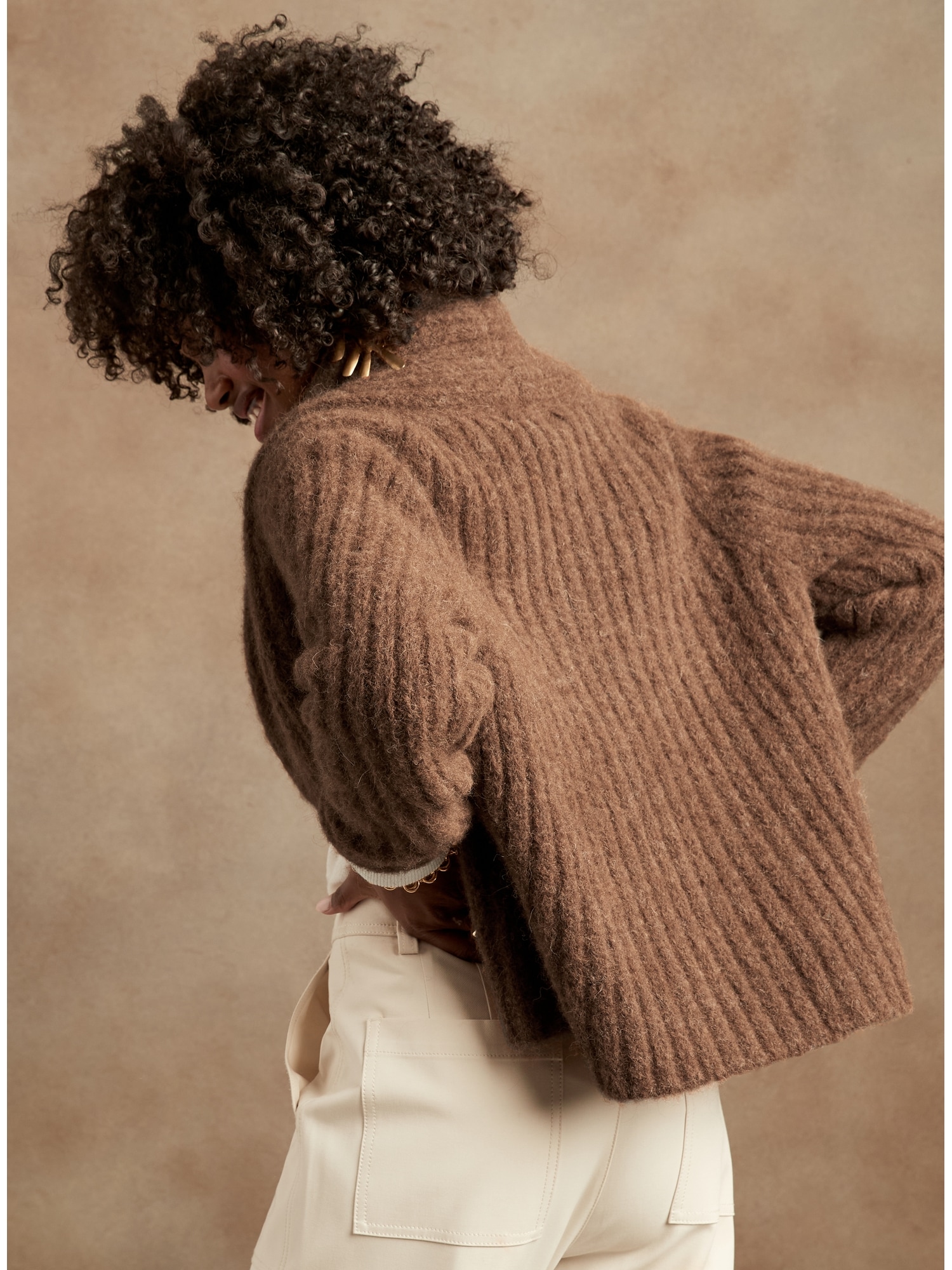 Alpaca-Blend Shawl-Collar Cardigan Sweater