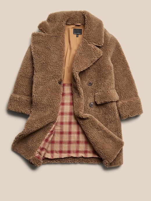 Image number 5 showing, Wool Sherpa Cocoon Coat