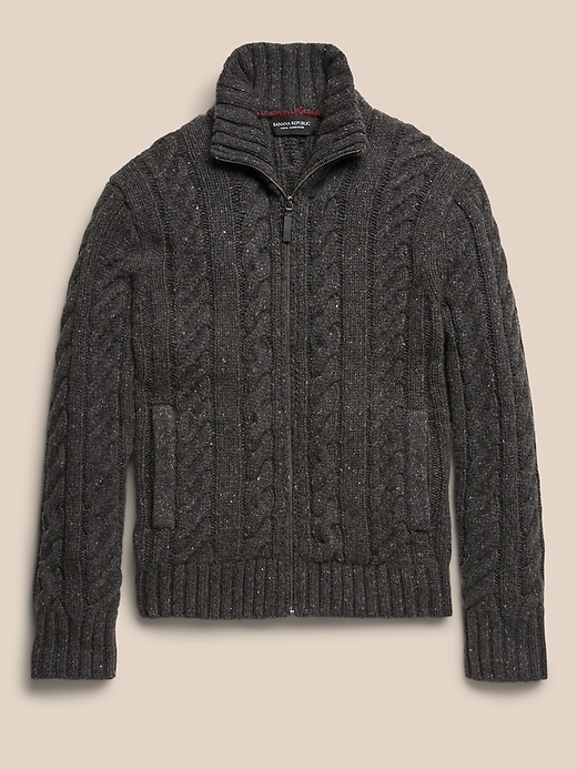 Image number 4 showing, Heritage Italian Cashmere Cable-Knit Sweater Jacket