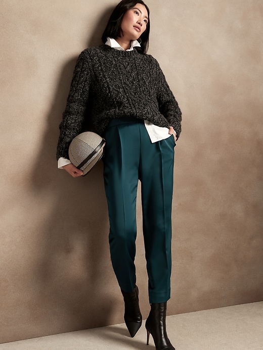 Banana Republic Pleated Satin Pant. 1