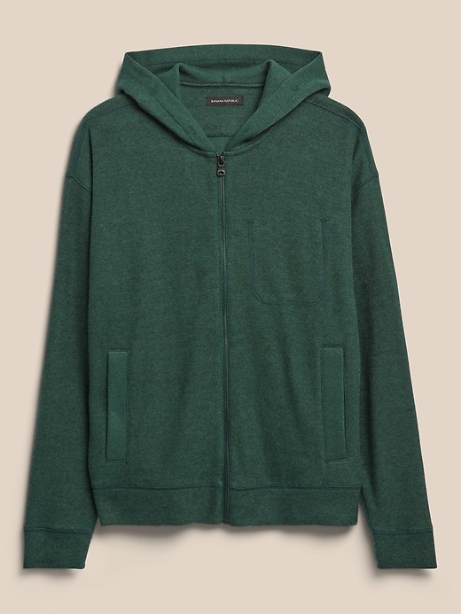 Image number 4 showing, Brushed Waffle-Knit Zip Hoodie