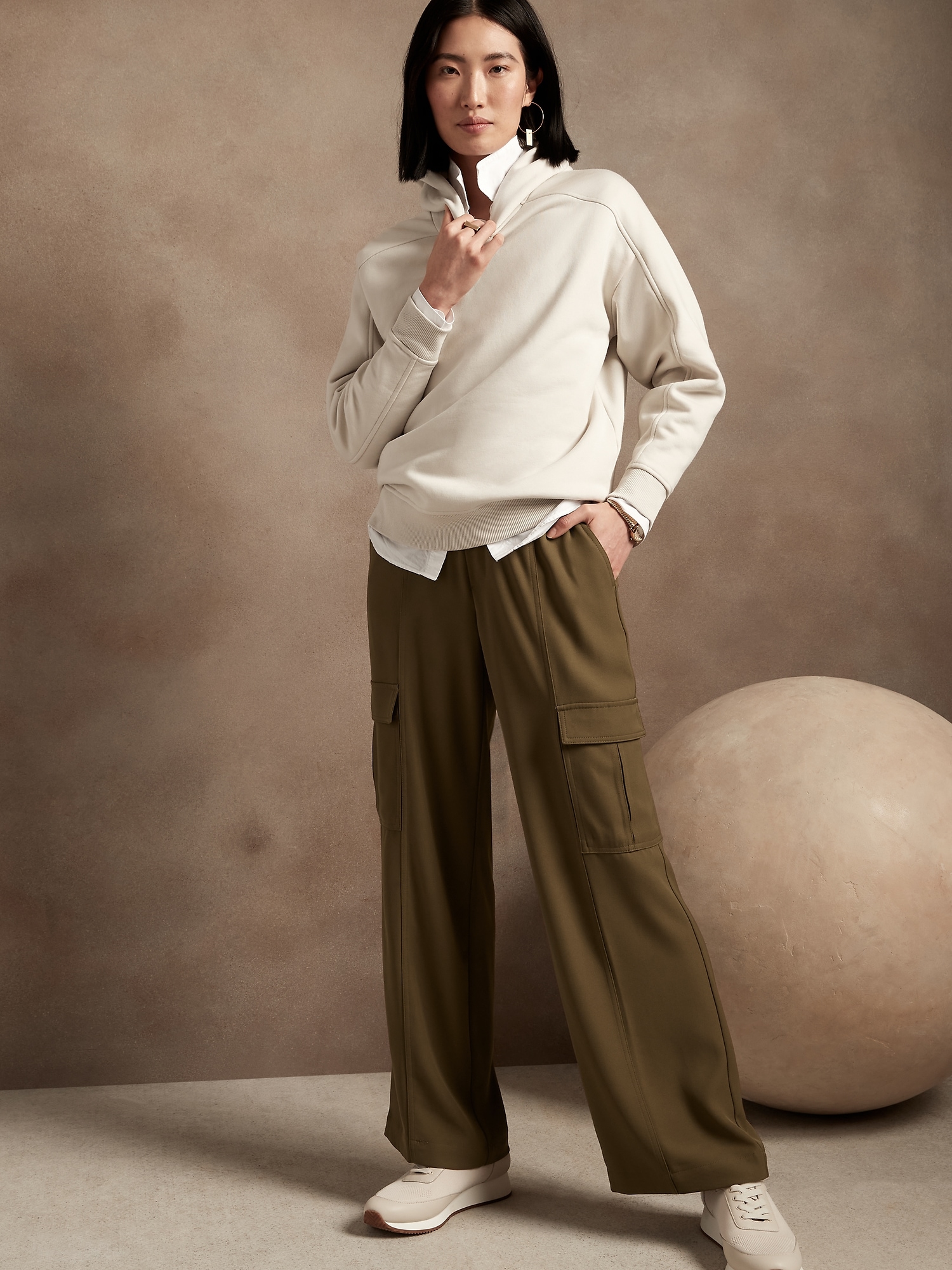 Petite High + Wide Cargo Pant Banana Republic
