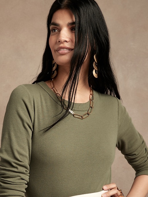 Image number 6 showing, Fitted Ribbed Crew-Neck T-Shirt