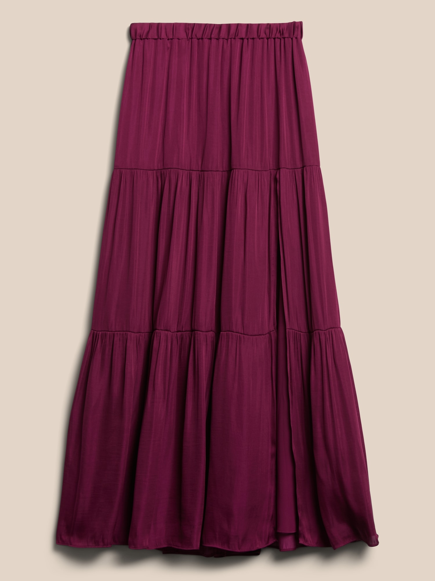Tiered Soft Satin Skirt with Slit | Banana Republic