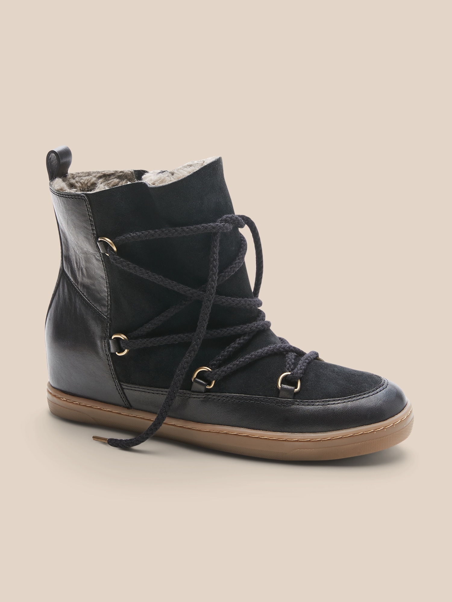 Leather & Suede Lace-Up Boot | Banana Republic