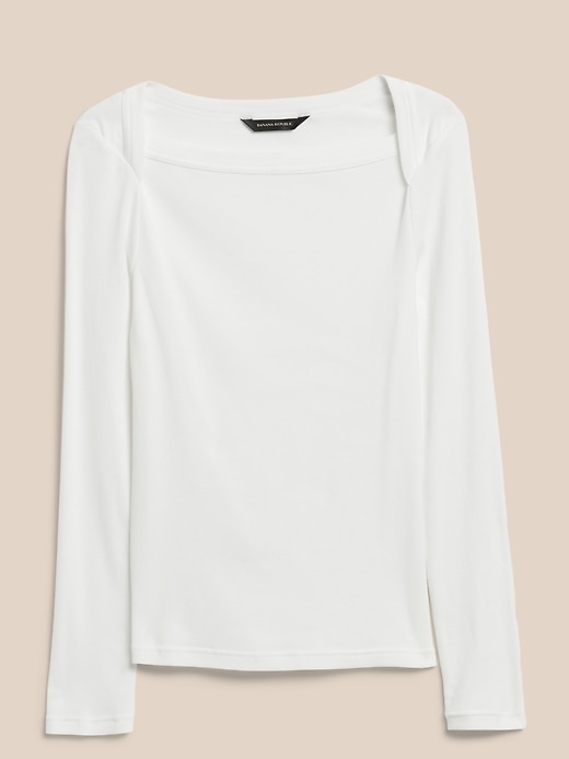 Image number 4 showing, Ribbed Boat-Neck T-Shirt