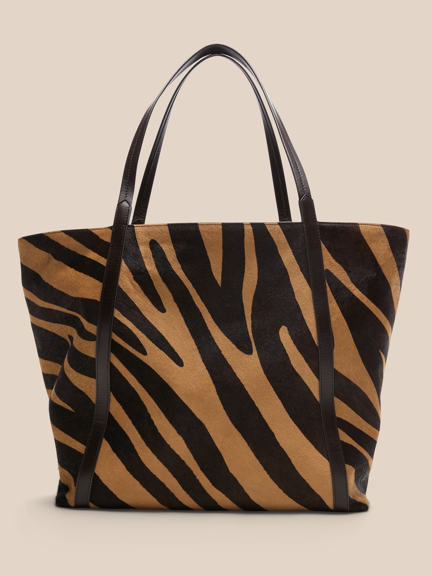 Zebra Haircalf Leather Tote Banana Republic