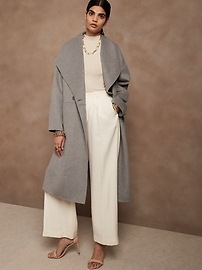 double faced jacquard oversized maxi coat