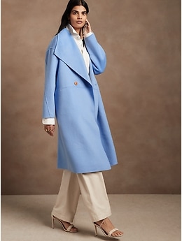 double faced jacquard oversized maxi coat
