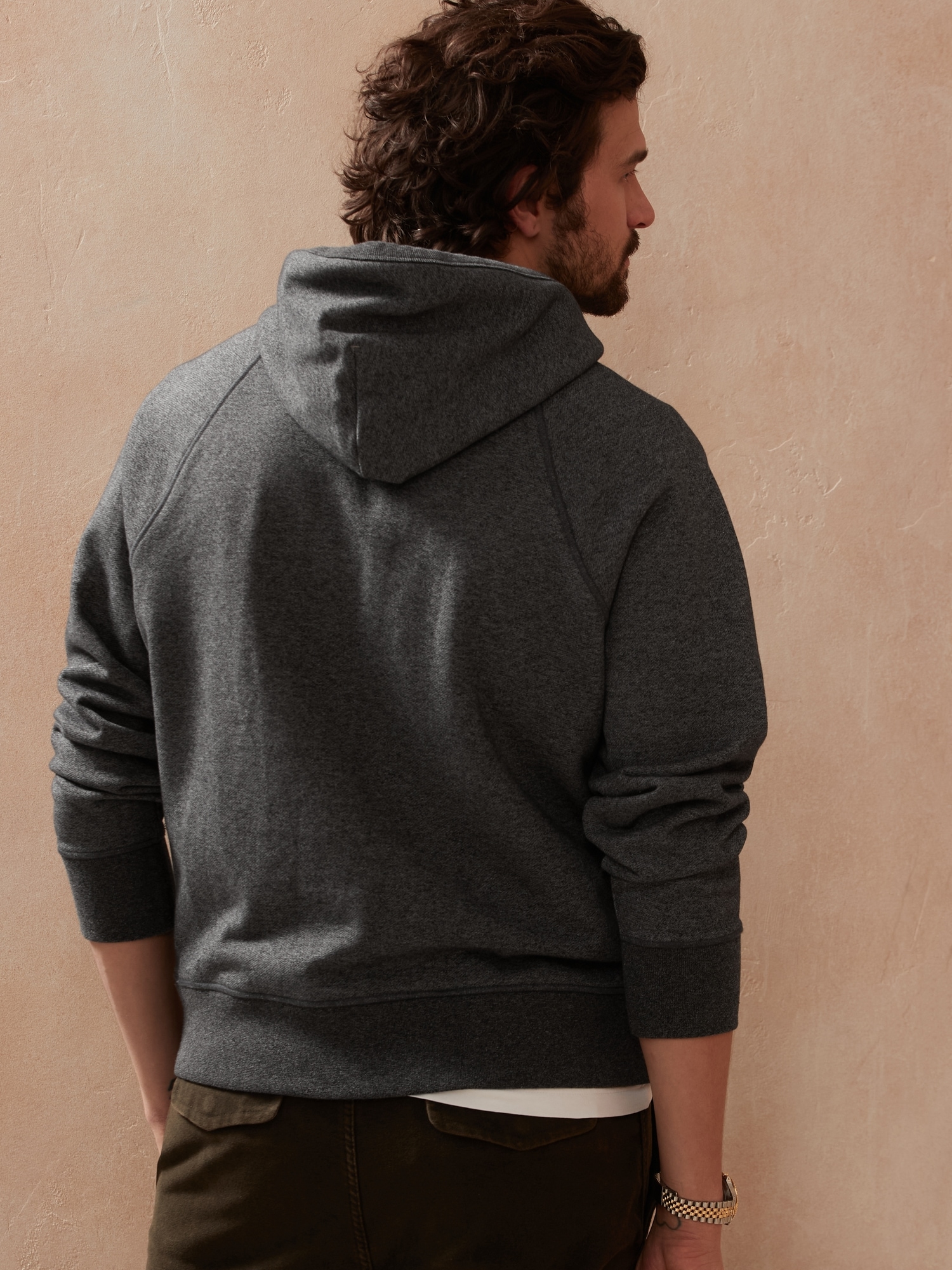Organic french terry cotton zip up logo hooded sweatshirt