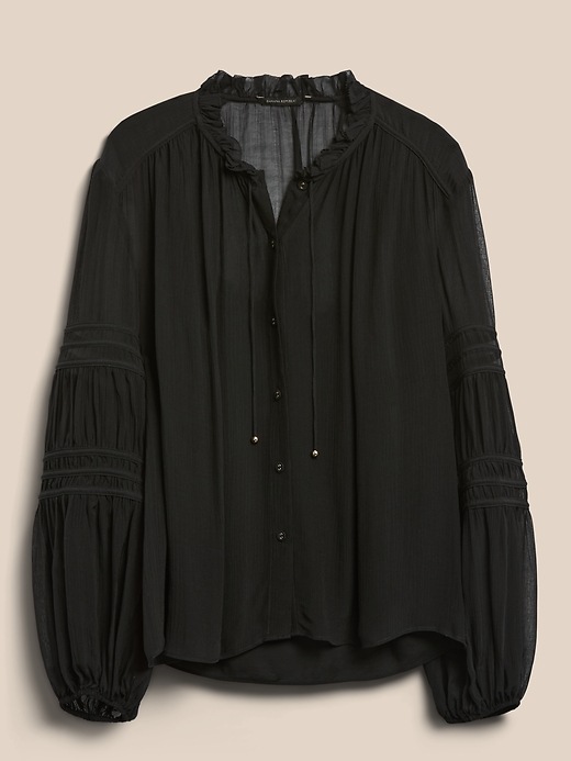 Image number 4 showing, Crinkle Balloon-Sleeve Blouse
