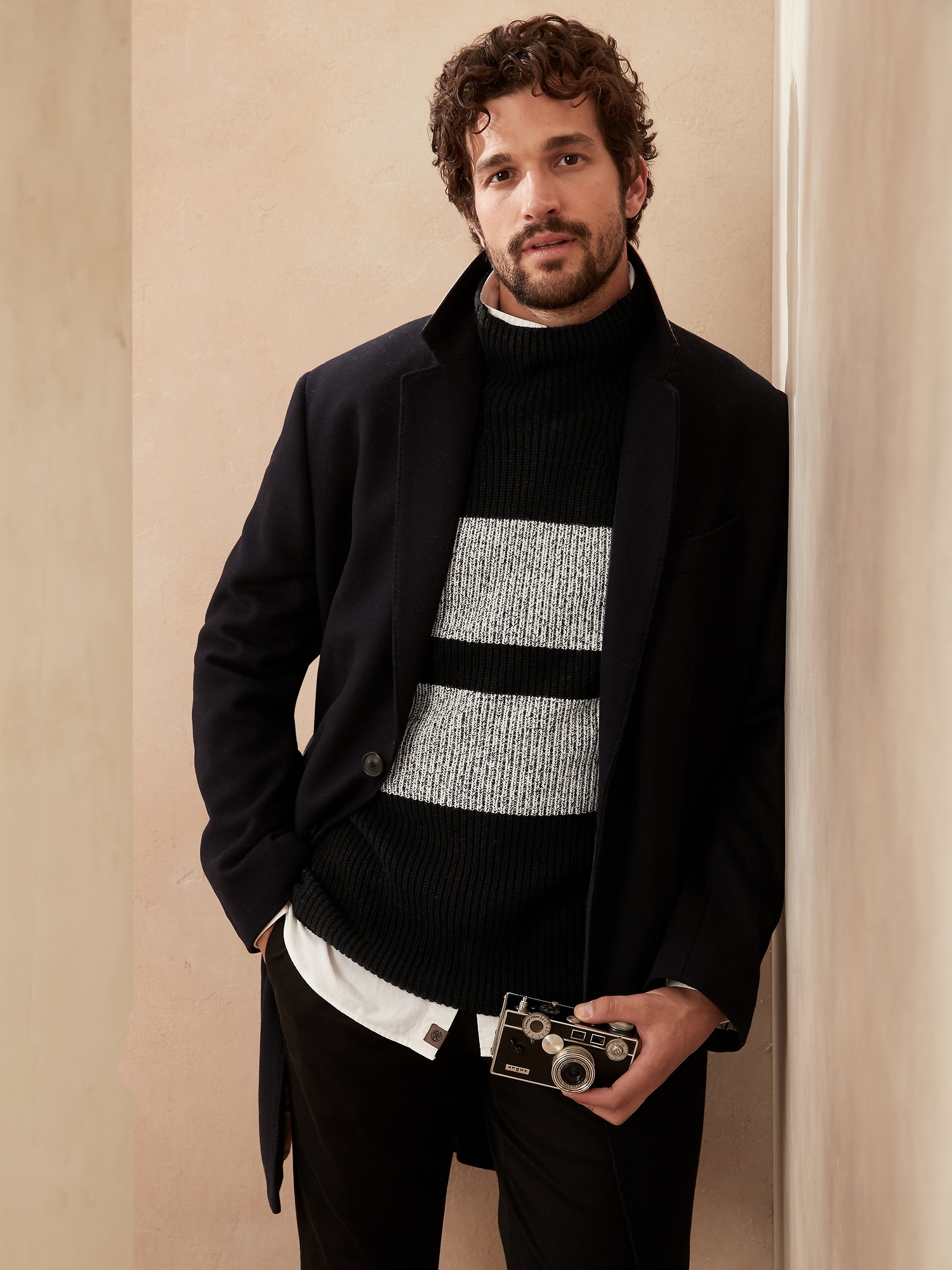 Italian Merino-Blend Chest Stripe Sweater