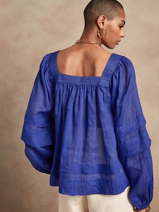 Image number 2 showing, Ramie Square-Neck Blouse