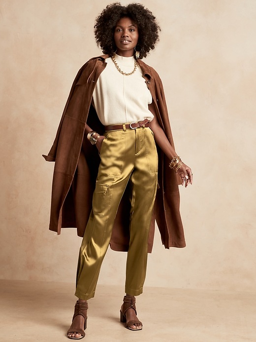 Petite Allure Silk Cargo Pant | Banana Republic