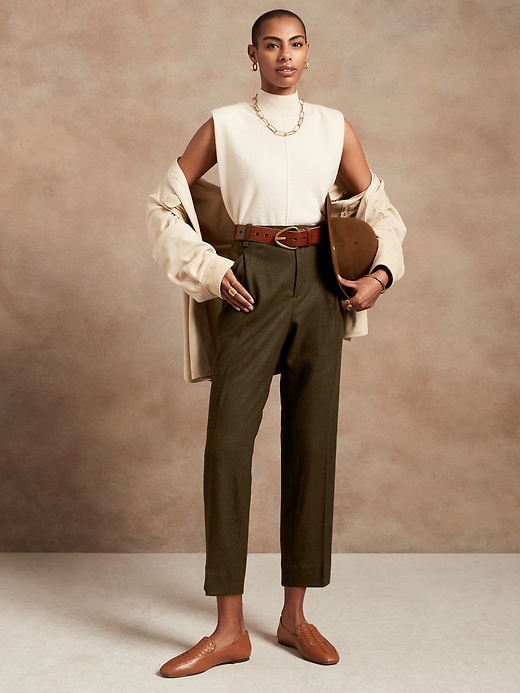 Image number 1 showing, Pleated Wool-Blend Pant