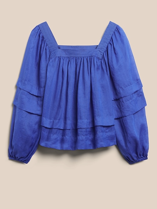 Image number 4 showing, Ramie Square-Neck Blouse