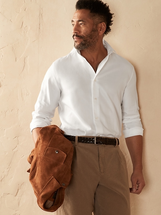 Image number 1 showing, Fine Twill Dress Shirt with Cutaway Collar