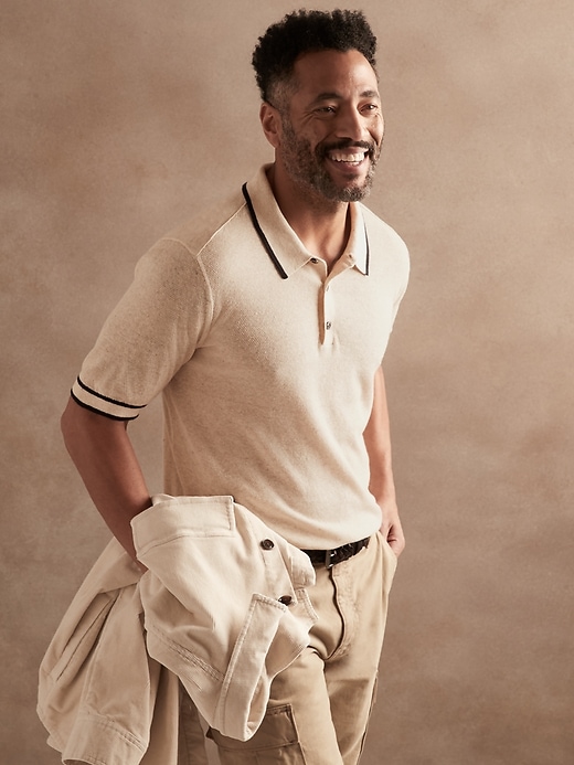 Image number 1 showing, Silk-Linen Sweater Polo