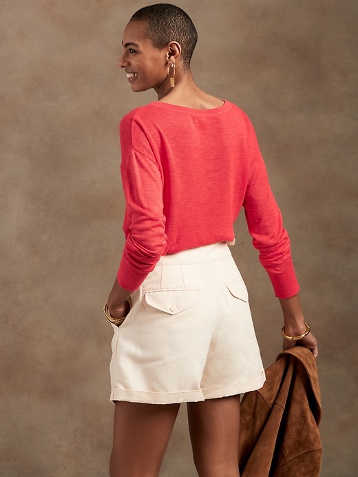 Image number 2 showing, Linen-Blend V-Neck Sweater