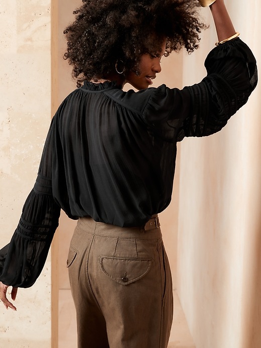 Image number 2 showing, Crinkle Balloon-Sleeve Blouse