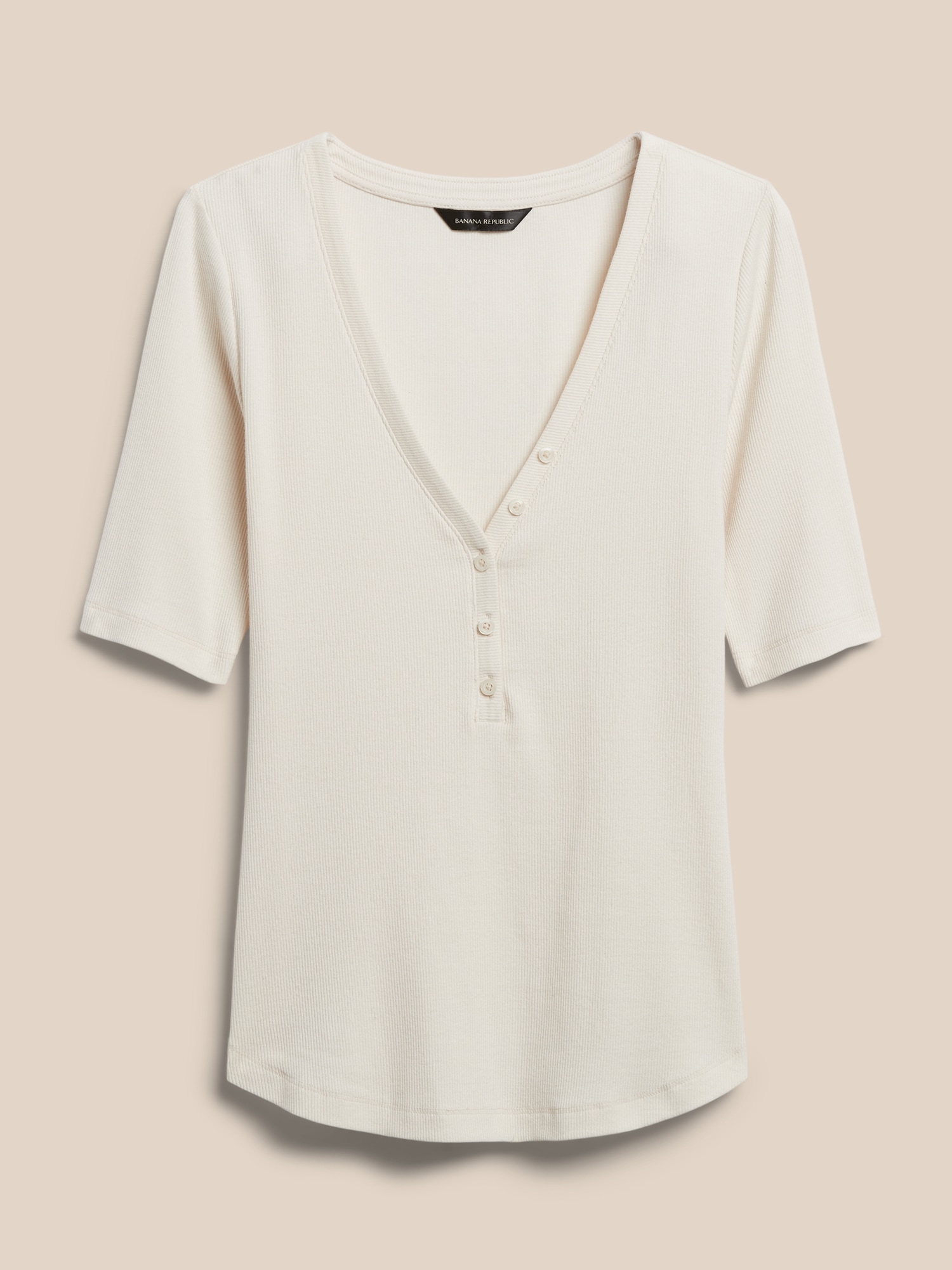 Fitted Ribbed Henley TShirt Banana Republic