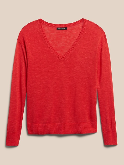 Image number 4 showing, Linen-Blend V-Neck Sweater