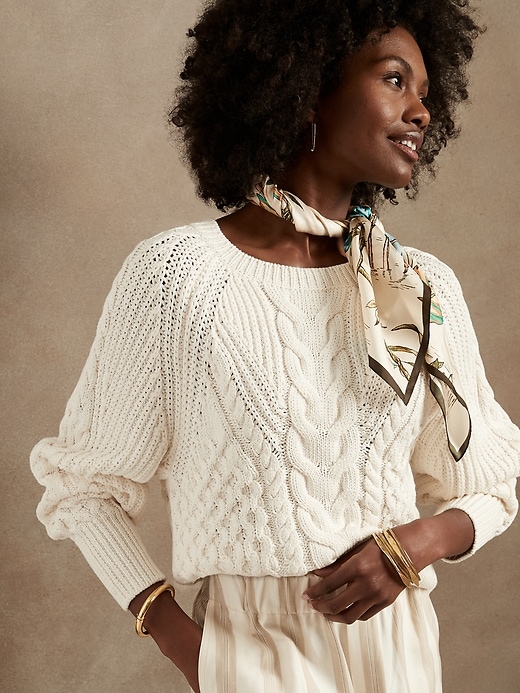 Image number 1 showing, Cotton Cable-Knit Sweater