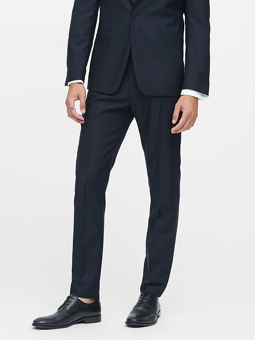 Image number 5 showing, Slim Tapered Navy Italian Wool Tuxedo Pant