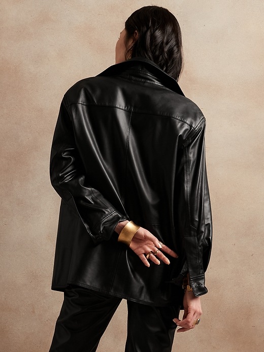 Image number 2 showing, Leather Shirt Jacket