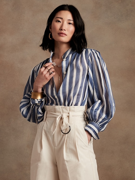 Ramie Popover Shirt | Banana Republic