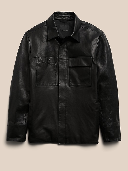 Image number 4 showing, Leather Shirt Jacket
