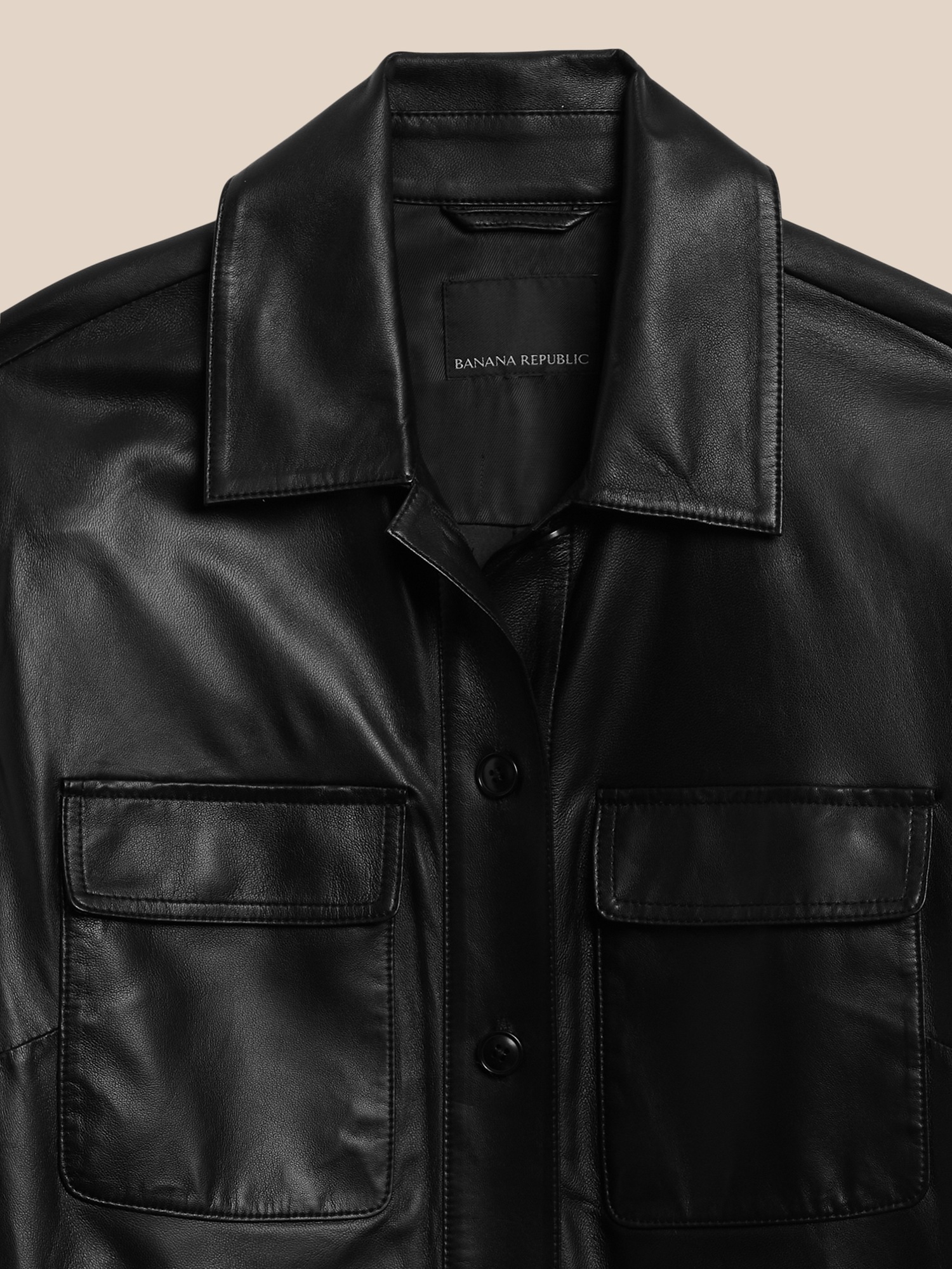 Oversized Leather Shirt Jacket | Banana Republic