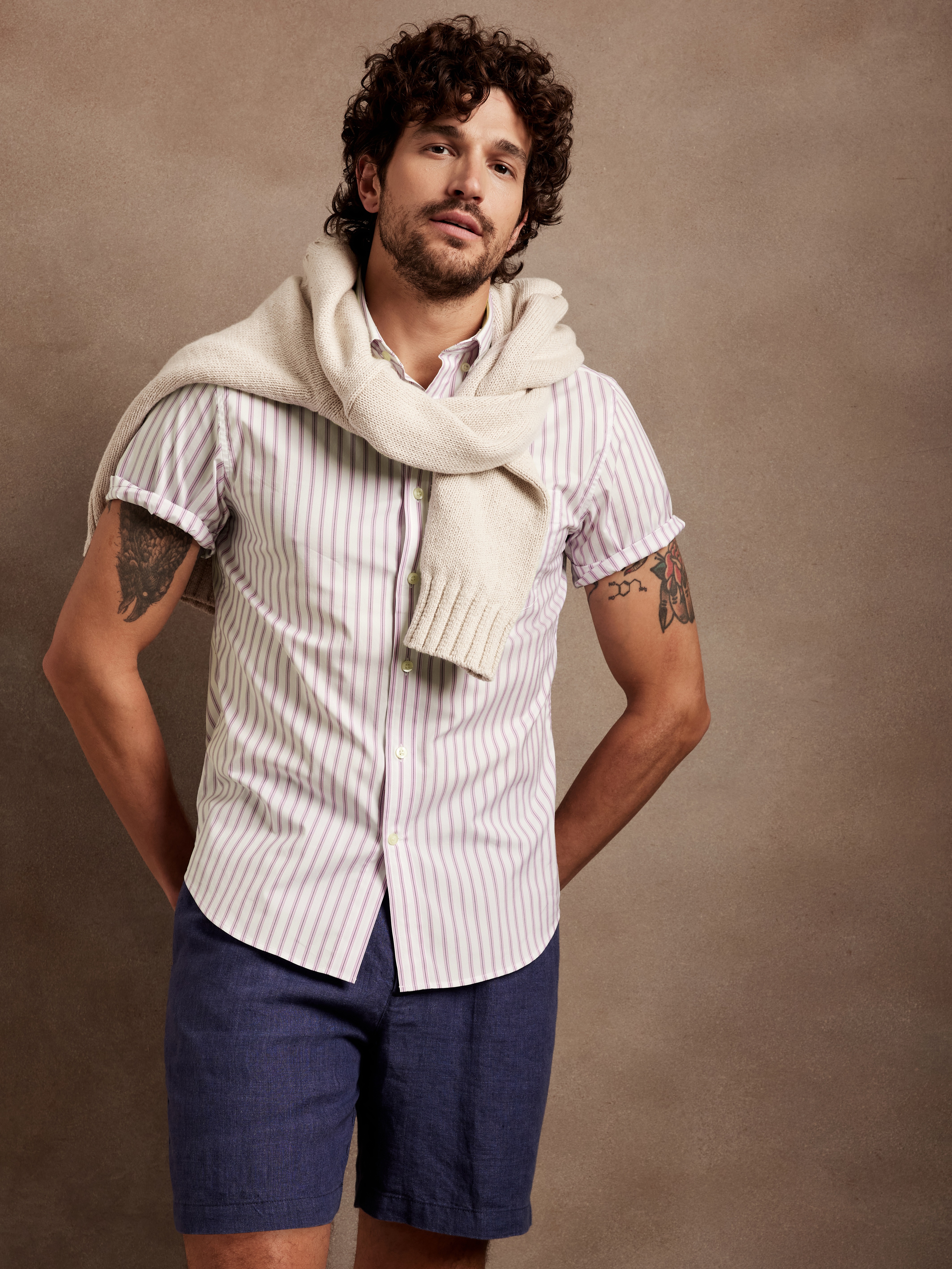 Slim Tech-Stretch Cotton Shirt | Banana 